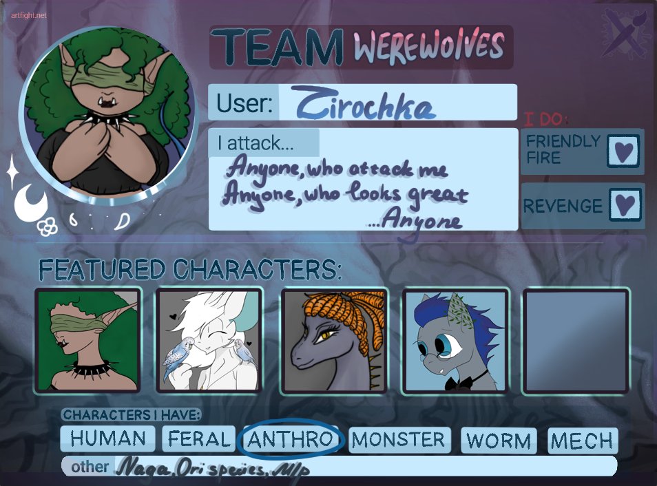 LadyZirochka's tweet photo. Forget to show you my card on Artfight! I do revenge and friendly fire! Sooo lets fight! 
https://t.co/8wVQD5JHiA
#artfight #artfight2023 https://t.co/4PQwXsY5z0
