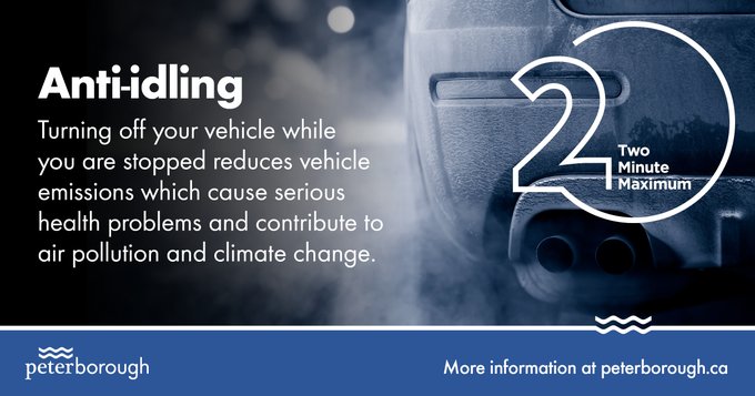 CityPtbo_'s tweet photo. Let's all do our part to protect the environment.
Turn off your vehicle while you're stopped to reduce vehicle emissions which cause serious health problems and contribute to air pollution and climate change. https://t.co/Wvn9qVa1oK