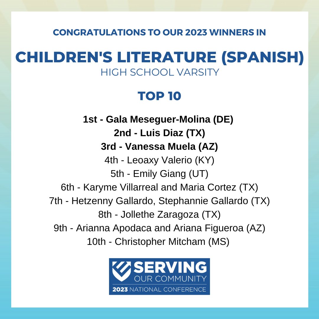 Congratulations to the winners at the 2023 Educators Rising National Conference! #EdRising23 #ServingOurCommunity