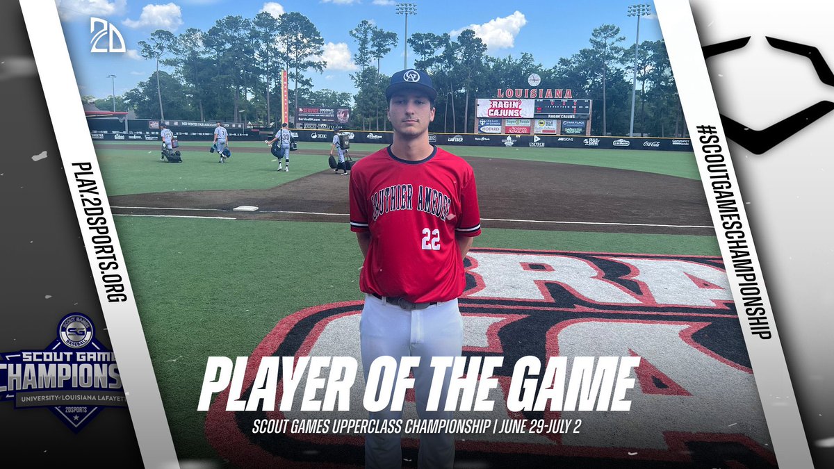 2D Sports Player of the Game (@2dsportspog) on Twitter photo βοΈ PLAYER OF THE GAME βοΈ
Brayden Billingsly: 4IP 4H 4K
Summer Team: Gauthier Amedee
#ScoutGameChampionship
<a href="/ScoutGamesBSB/">Scout Games Baseball</a> βοΈ PLAYER OF THE GAME βοΈ
Brayden Billingsly: 4IP 4H 4K
Summer Team: Gauthier Amedee
#ScoutGameChampionship
<a href="/ScoutGamesBSB/">Scout Games Baseball</a>