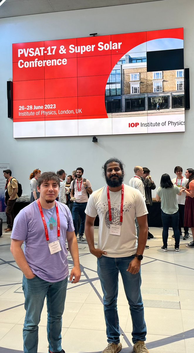 TEMD group at LSBU (@temdlsbu) on Twitter photo Himal and Bahattin presented their PhD work on perovskite solar cells and Organic solar cells for indoor PV and optical communication at PVSAT17.
<a href="/IOP/">Institute of Physics</a> <a href="/LSBU_ENG/">School of ENG</a> @LCEE_LSBU <a href="/SuperSolarHub/">SuperSolar</a> Himal and Bahattin presented their PhD work on perovskite solar cells and Organic solar cells for indoor PV and optical communication at PVSAT17.
<a href="/IOP/">Institute of Physics</a> <a href="/LSBU_ENG/">School of ENG</a> @LCEE_LSBU <a href="/SuperSolarHub/">SuperSolar</a>