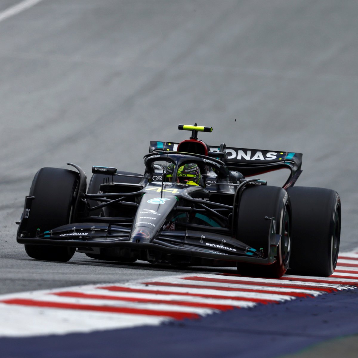 MercedesAMGF1's tweet photo. UPDATE: Lewis has been given a 10 second post-race time penalty for exceeding track limits during the #AustrianGP. 

Our cars’ original finishing positions are inverted, with George now P7 and Lewis P8 in the final classification. https://t.co/rdV5hV6u9B