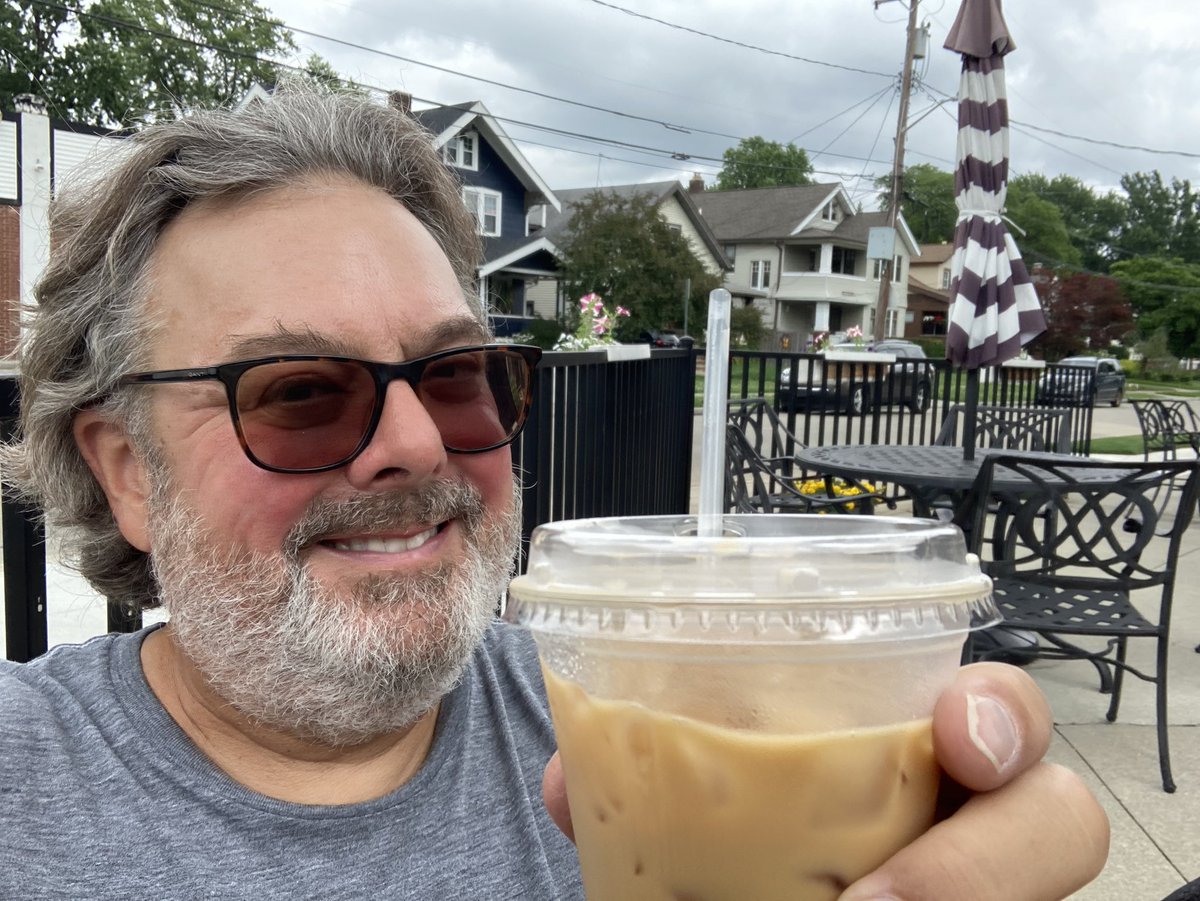MartyCader's tweet photo. #Westpark slow roll and dodging the raindrops! With a stop #FivePointsCoffee for a cool beverage! @Bike_CLE https://t.co/xcAJJ428m4