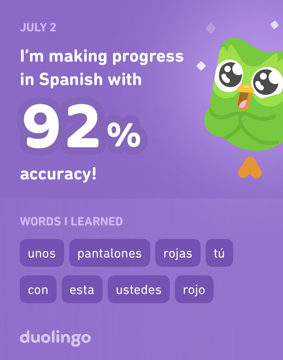 I’m learning Spanish on Duolingo! It’s free, fun, and effective.