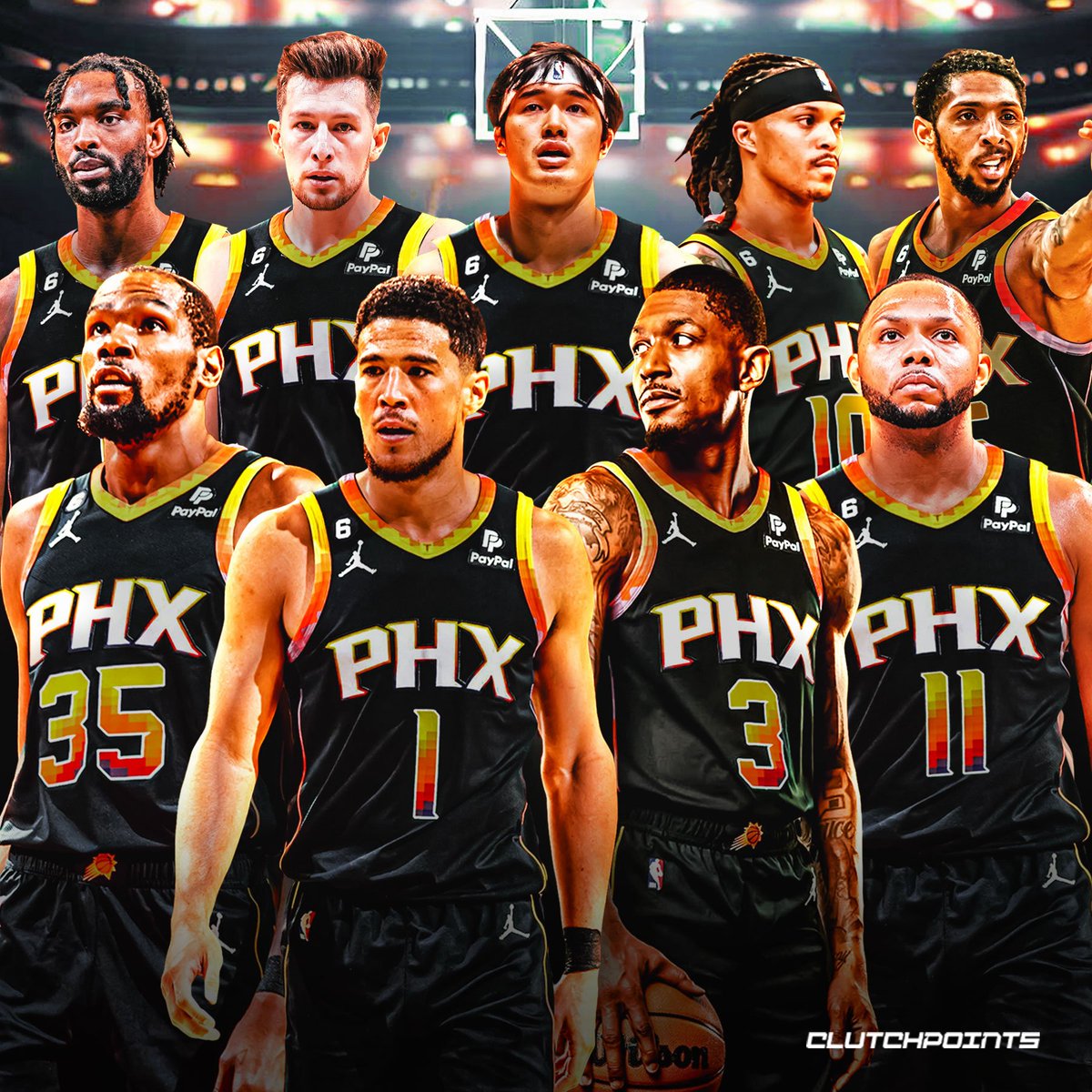 Phoenix now has NINE players who shot over 35% from three last season:

🔸 Damion Lee 44.5%
🔸 Yuta Watanabe 44.4%
🔸 Kevin Durant 40.4%
🔸 Keita Bates-Diop 39.4%
🔸 Drew Eubanks 38.9%
🔸 Eric Gordon 37.1%
🔸 Cameron Payne 36.8%
🔸 Bradley Beal 36.5%
🔸 Devin Booker 35.1%

They