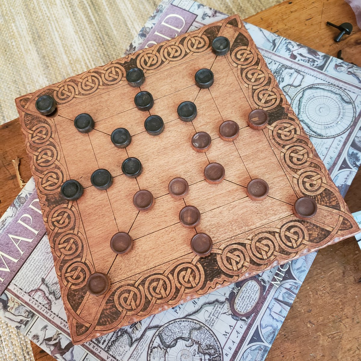 My in-law's lovely Twelve Men's Morris set.