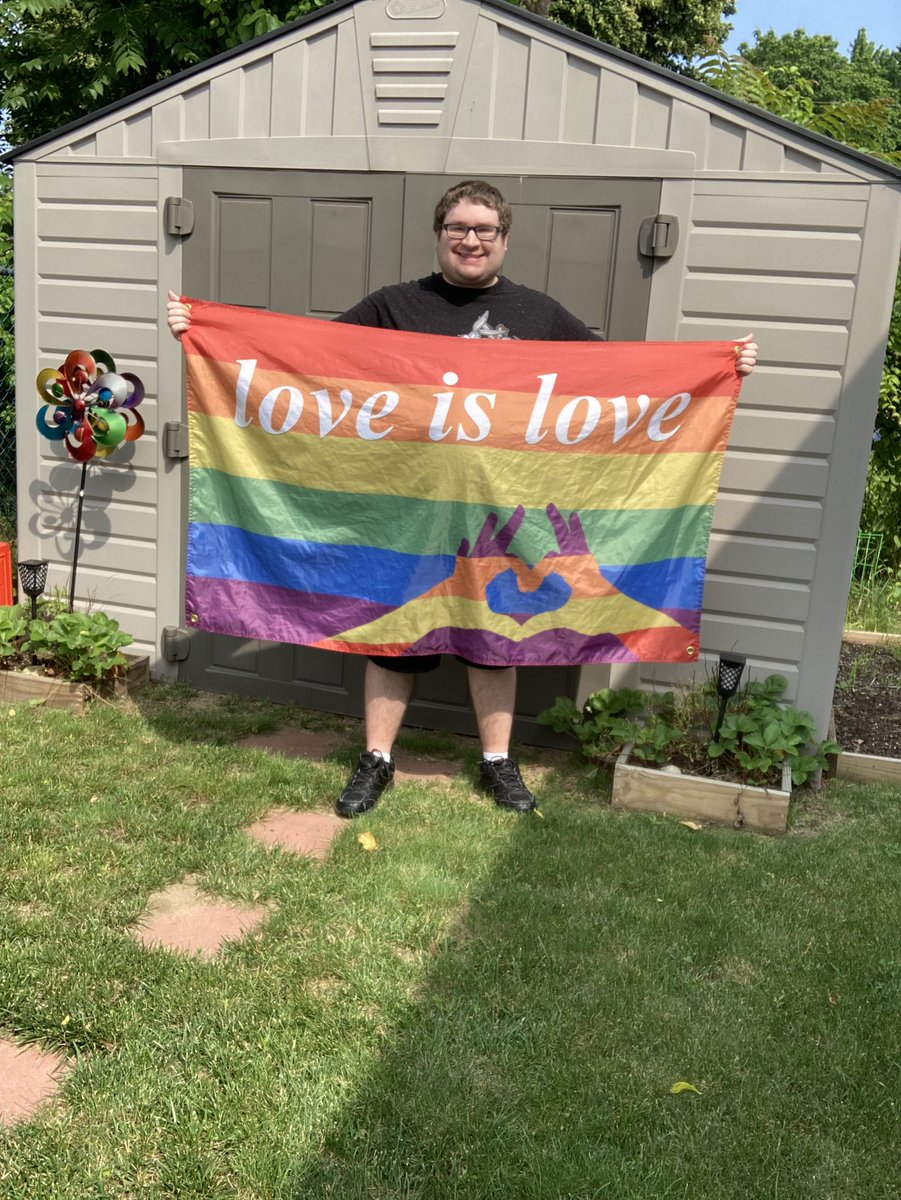 MichaelDaGaymer's tweet photo. It’s raining out today so here’s some pics I took yesterday in my backyard with my love is love pride flag to brighten up the day in honor of Pride Disability Month! Happy July ☀️🏳️‍🌈🌈 ♿📆❤️🧡💛💚💙💜 #Gay #Pride #GayGuy #GayPride #GayWorld #GayLife #PrideDisabilityMonth #Autism https://t.co/TVEW01lTCg