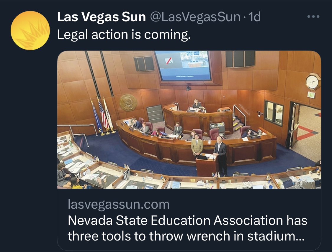 Oakland_1st's tweet photo. Kaval: “We’re moving to Vegas because there’s organized funded opposition to our project in Oakland. None of that exists here in Vegas.”

Las Vegas Teachers Association: 
“Hold our beer.” https://t.co/XTV0j9C2QF
