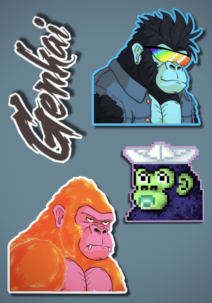 Tamerlane824's tweet image. Another masterpiece.🦍 #GenkaiArt so bullish!🚀 @CyberKongz @Xinoko_ck #CustomSticker