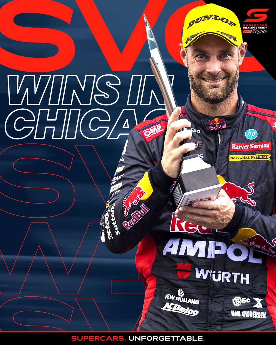 He's only gone and WON ON DEBUT!!! A simply incredible drive from our reigning champion @shanevg97 in Chicago 🤩 #RepcoSC #Supercars #NASCAR #NASCARChicago