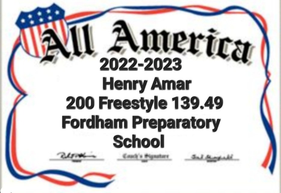 swimfordhamprep's tweet image. Congratulations AquaRam 🐏 Henry Amar for being named ALL AMERICAN in the 200 Freestyle for the 2nd year in a row!
#GORAMS #RAMTOUGH💪 #GOREMARKABLE
