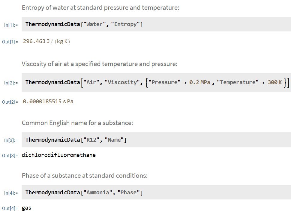 WolframJapan's tweet image. 物質に関するデータを探す手間から解放!?

Wolfram言語のThermodynamicData関数で、膨大な物質のコレクションにアクセスし、その特性をぱぱっとサーチできちゃいます

#wolfram言語
wolfr.am/1enw0QKKq