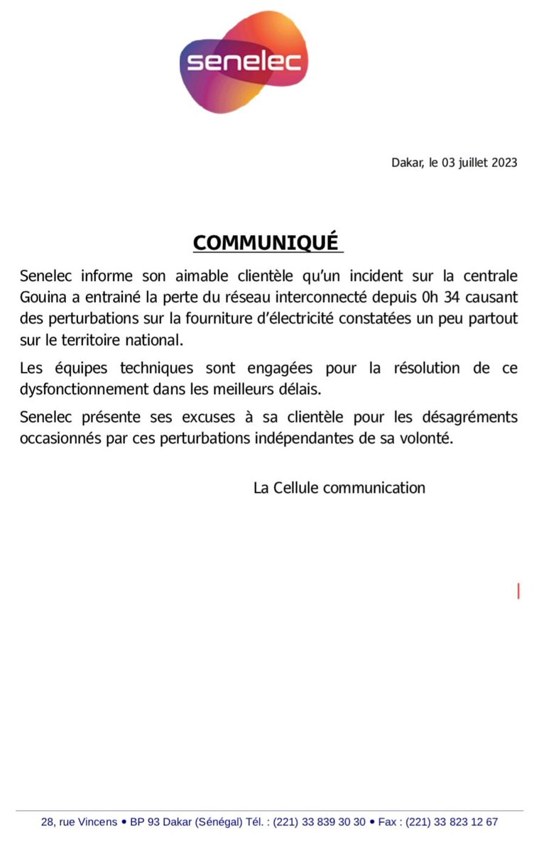 #communiqué #Incident #travaux