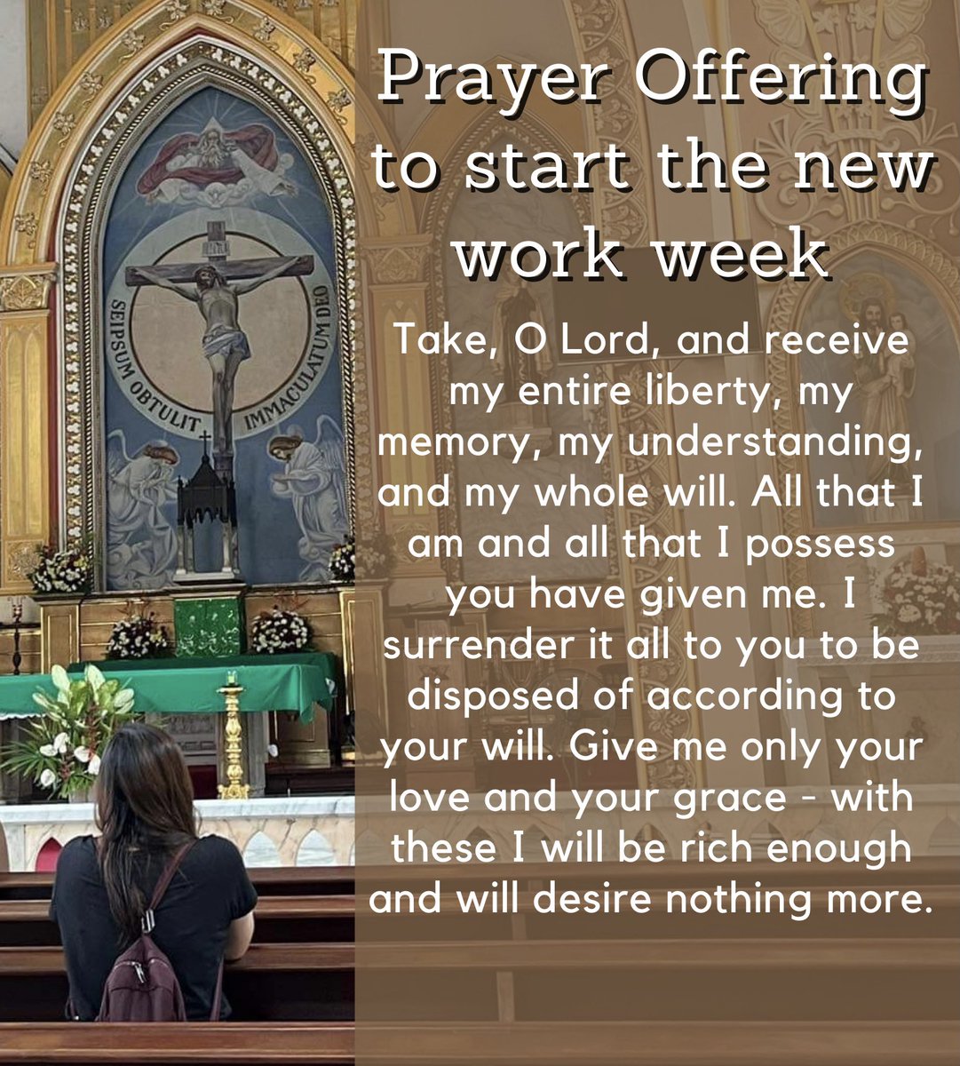 PRAYER OFFERING TO START THE NEW WORK WEEK. 🙏 +In the Name of the Father, and of the Son, and of the Holy Spirit, Amen.