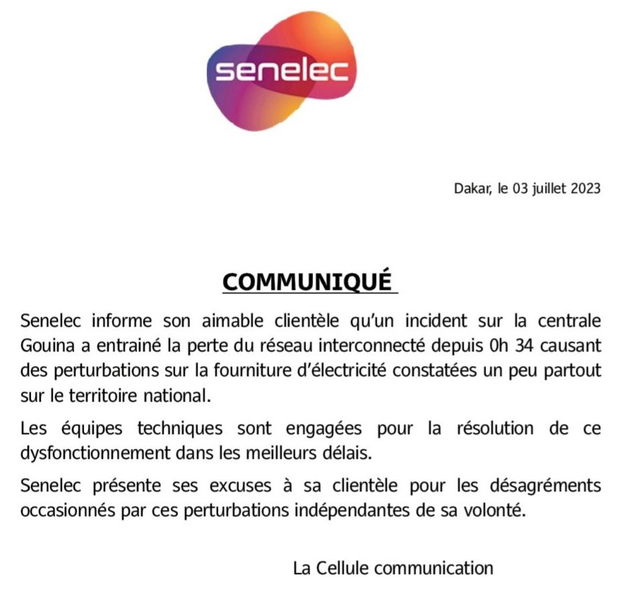 exclusifnet's tweet image. 🔴🇸🇳Coupure générale de courant: les explications de la #Senelec