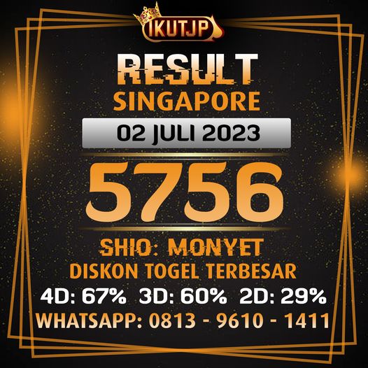 ikutjp's tweet photo. Result Singapore 02 Juli 2023
📷5756📷
Shio: Monyet
Selamat bagi yang JP!
Link Daftar IKUTJP: https://t.co/JglMsl8e69
#ikutjp #singapore #sgp #resultsgp #resultsgphariini #resultsgp02juli #livesgp #livesgphariini #keluaransgp #keluaransingapore #singaporepools #singapur https://t.co/wZm6I5r1Mm