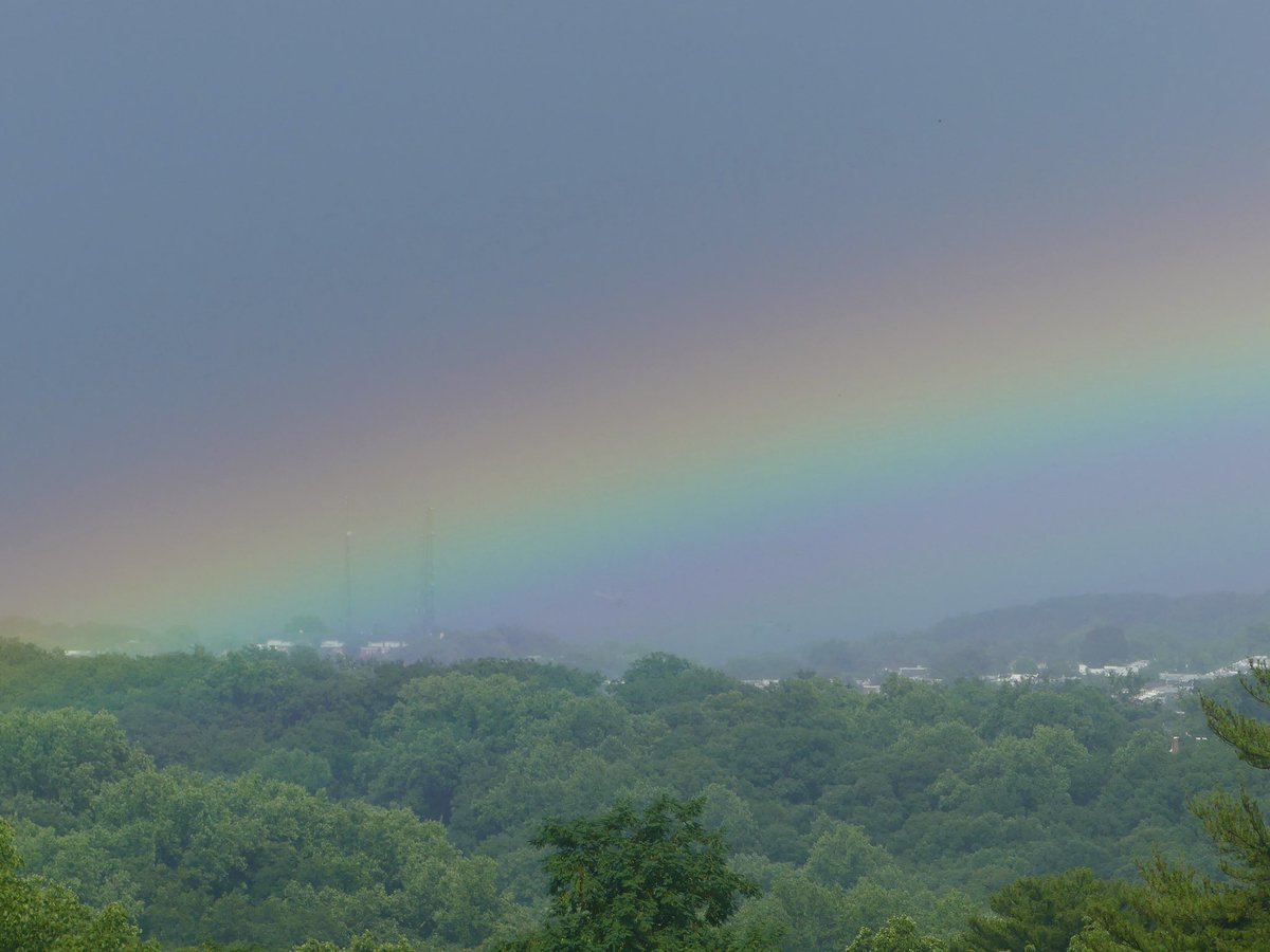 Conthescene's tweet photo. Gorgeous low arc rainbow over Rock Creek Park in DC 🌈 https://t.co/d1dlVsCO6t