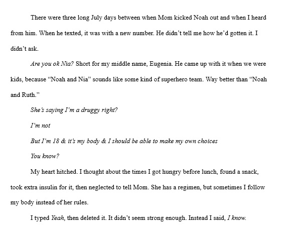 Hey #DISPride, ya still here? 👀 I wrote a YA suspense novel about a queer t1d cynic because I was incandescently angry about the enduring 'insulin killer' trope.

Here's an early scene in which diabetic sister and stoner brother bond over bodily autonomy. #snippetsunday