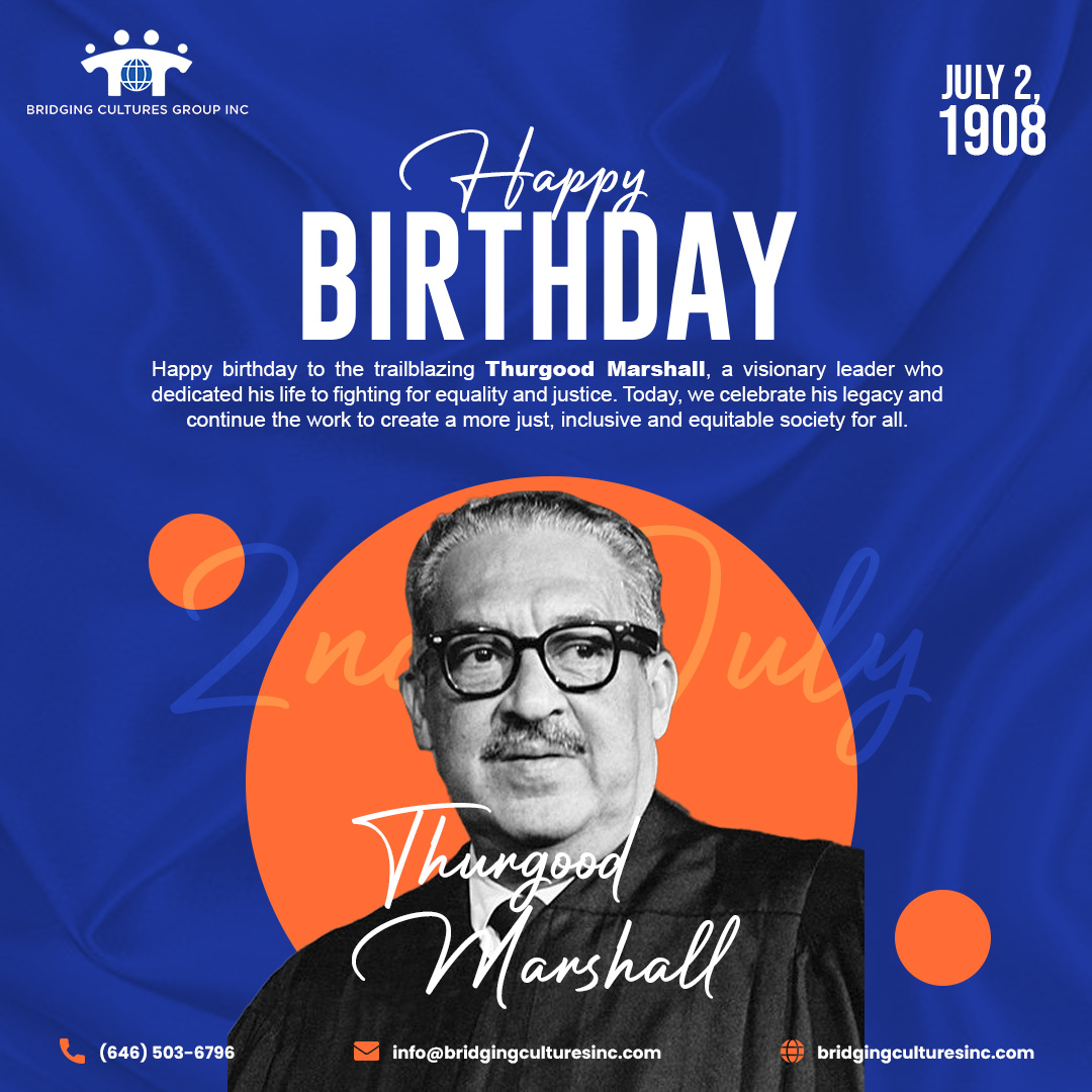 Today, we celebrate the birth of an extraordinary individual, Associate Justice of the Supreme Court and influential civil rights activist, Thurgood Marshall. His unwavering dedication to justice and equality continues to inspire us all. 🎂🙌

#BCG #DEI #ThurgoodMarshall