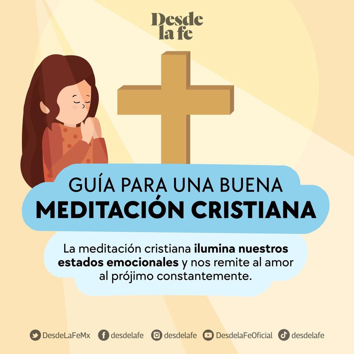 DesdeLaFeMx's tweet photo. La meditación cristiana es una poderosa herramienta que nos ilumina en los momentos más confrontantes y difíciles, pues nos permite conseguir alivio espiritual. Te compartimos esta guía para hacerlo de manera correcta. 😇 Lee aquí qué es la Meditación Cristiana: https://t.co/jnoib2M63X