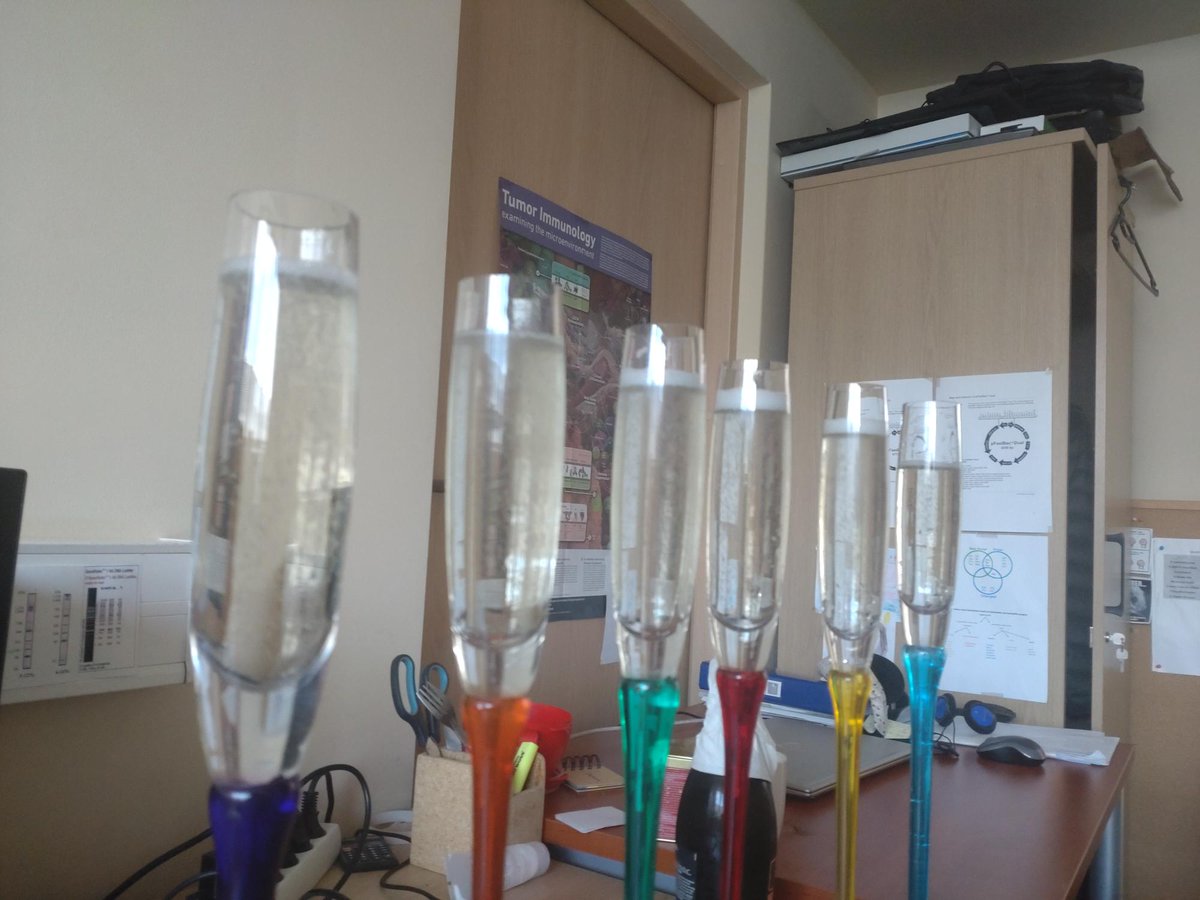 GroupAzuma's tweet image. Time for a toast! We were celebrating a successful master's defense/paper acceptance, as well as warming up for the "Happy Hour" event organized by the group of @PNogly.