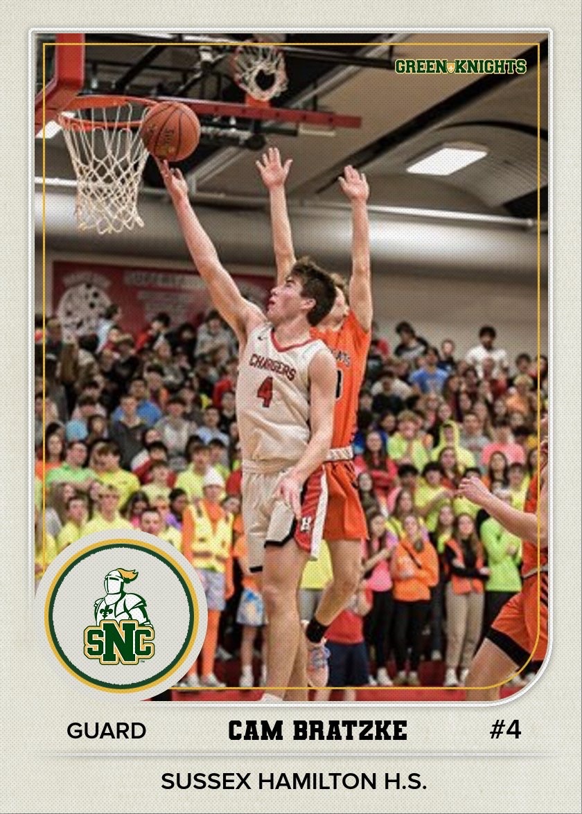 Green Knight Nation, we start  introducing our incoming class! 

Today, we welcome Cam Bratzke to our Basketball family! 

6-4 Guard - <a href="/HHSChargerHoops/">Hamilton Basketball</a> 

•13ppg | 5rpg | 63-128(49.2%) from 3(school record)
•WBCA All Star
•2nd Team All-Conf.
•4th Team All-Waukesha