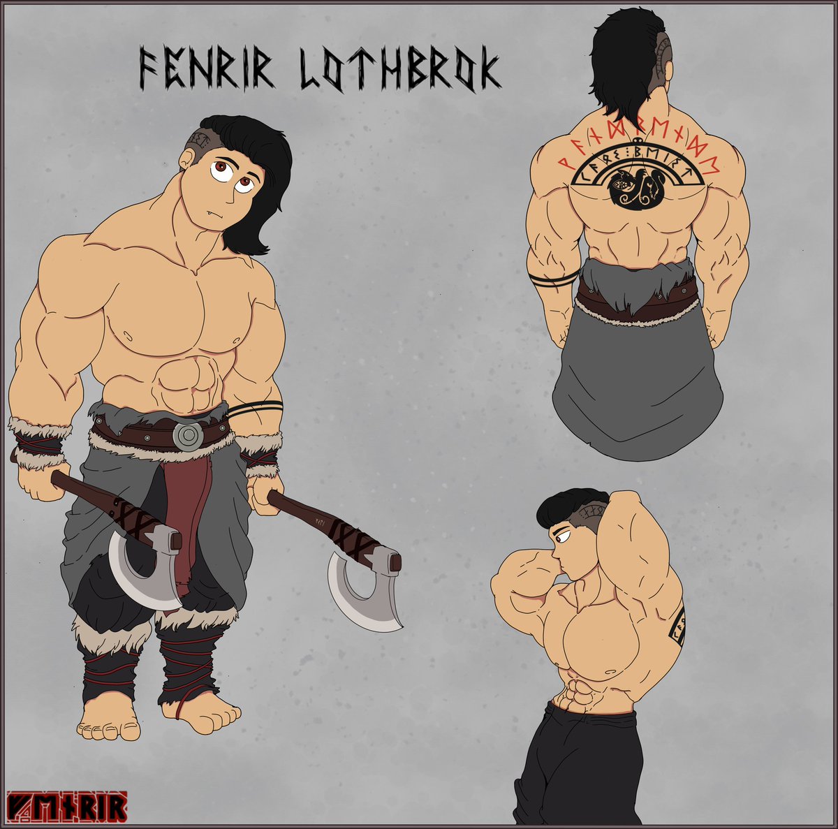 A reference to how Fenrir used to look when he still lived in the middle ages and was a warrior Ulfhedinn 

#medieval #medievalfantasy #referencesheet #reference #OC #medievaloc #viking #vikingOC