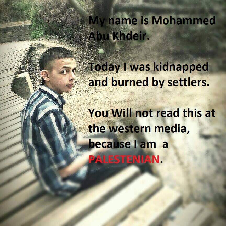 hamedmoj's tweet photo. ٩ سنوات على جريمة خطف و حرق و قتل الطفل محمد ابو خضير
قبل تسع سنوات خطف مجموعة من المستوطنين المتطرفين الطفل الش هيد محمد ابو خضير وحرقوه حيا ، في جريمة تفوق الهولوكوست ،هذه الجريمة التي لازال فاعلوها طلقاء مثل جرائم كثيرة ارتكبها هؤلاء المجرمون ضد شعبنا الفلسطيني https://t.co/vpzrEp59JU