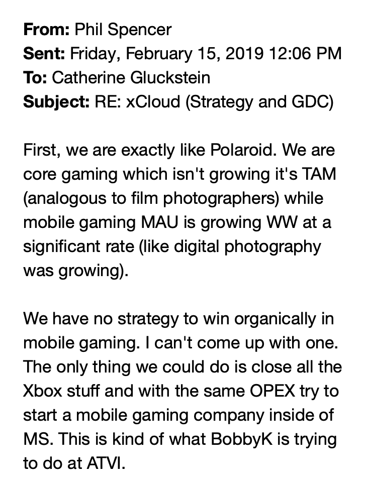 TechEmails's tweet photo. Microsoft's gaming chief: "We are exactly like Polaroid"

February 15, 2019 https://t.co/ET3byMh1bx