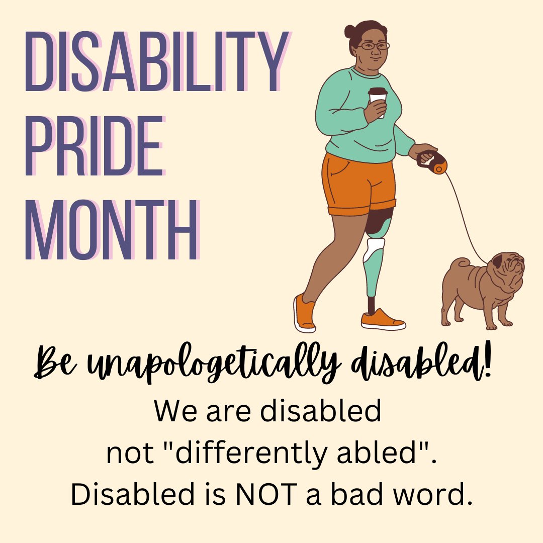 Happy Disabled Pride Month to my fellow disabled folks.

#DisabilityPrideMonth
#DisabilityTwitter 
#DisabilityPride
#disabledisnotabadword
