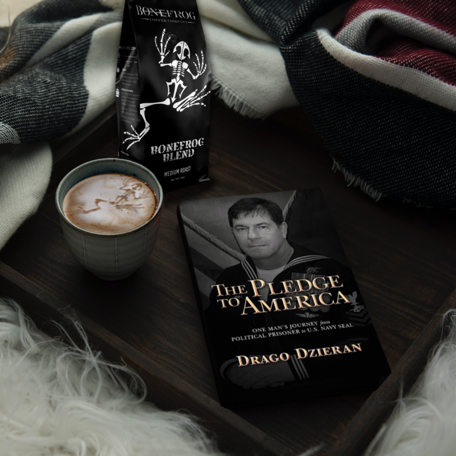 BonefrogCoffee's tweet photo. Join us in supporting fellow Veteran, Drago Dzieran and his new book "A Pledge to America"!
Pair this compelling read with a cup of Bonefrog Coffee for the perfect afternoon.
#APledgeToAmerica #BonefrogCoffee #DragoDzieran #NavySEALs #veteranowned https://t.co/O7dwd22pTm