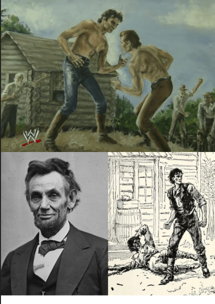 rarestorees's tweet photo. Years before he signed the Emancipation Proclamation, Abraham Lincoln first made a name for himself as a wrestler.

Over a 12-year period, Lincoln won almost every single one of his matches — and rivals were terrified to take him on.

After defeating one opponent, the future president allegedly challenged a crowd of onlookers: "I'm the big buck of this lick. If any of you want to try it, come on and whet your horns." ⁠