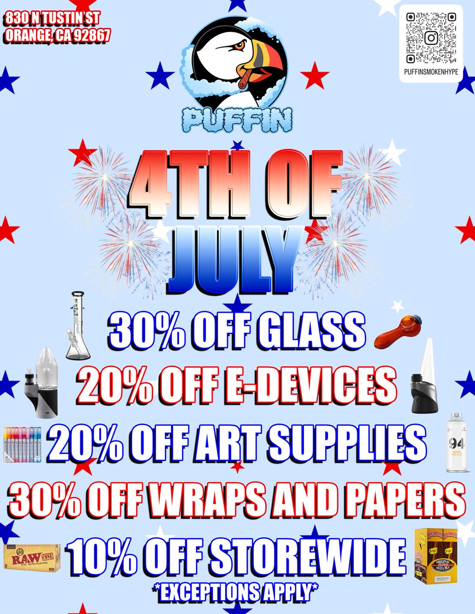 BIG ACTIVITY GOING DOWN‼️ PUFFIN 4TH OF JULY SALE GOING DOWN THIS TUESDAY🚨GET YOURSELF SOMETHING NICE THIS HOLIDAY🎉 🎊🥳