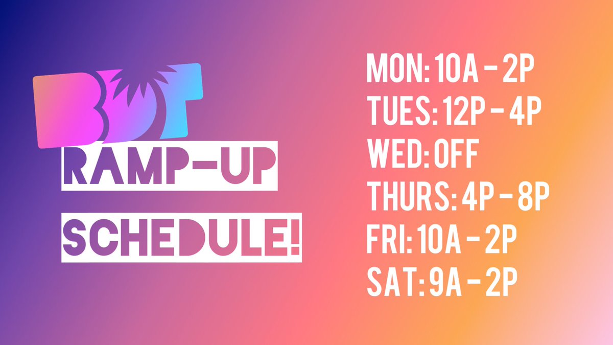 Hi friends,

First I just wanna say thank you for all your support the last couple weeks. My body is healing and streams will resume tomorrow!

For now I’ll be operating on a revised schedule while I continue my recovery, and I am so excited to spend time together.

Love y’all ❤️