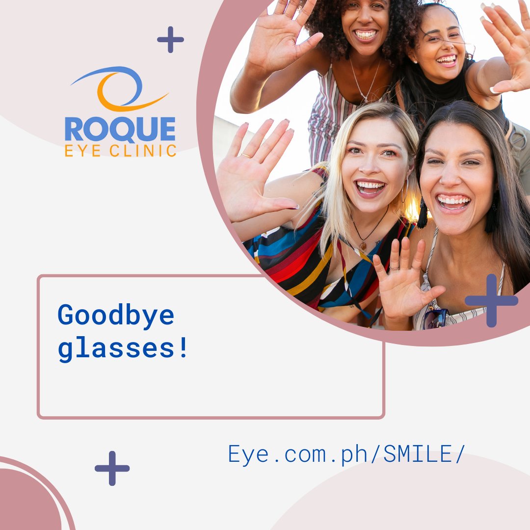 RoqueEyeClinic's tweet image. 🤩 SMILE®️ and say goodbye to your #eyeglasses.

Learn more 👁‍🗨 at 🌐 Eye.com.ph/SMILE/.

#SMILE #LaserVisionCorrection #RefractiveSurgery #RoqueEyeClinic 👁🏥 #EyeClinic #Eye #EyeComPH 🌐 #EyePH #ManoletteRoqueMD 👨🏻‍⚕️ #StLukesPH #BGC #GlobalCity #Manila #Philippines 🇵🇭 #PH