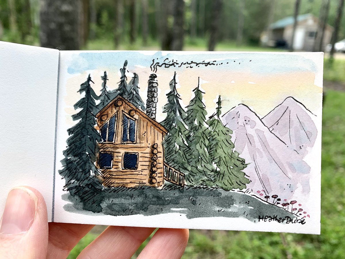 Another little. 

#tinypainting #miniaturepainting #minipainting #miniwatercolor #miniwatercolour #miniaturewatercolor #miniaturewatercolour #mountainlandscape #cabinpainting #watercolorcabin #watercolourcabin #heatherdube #heatherdubeart