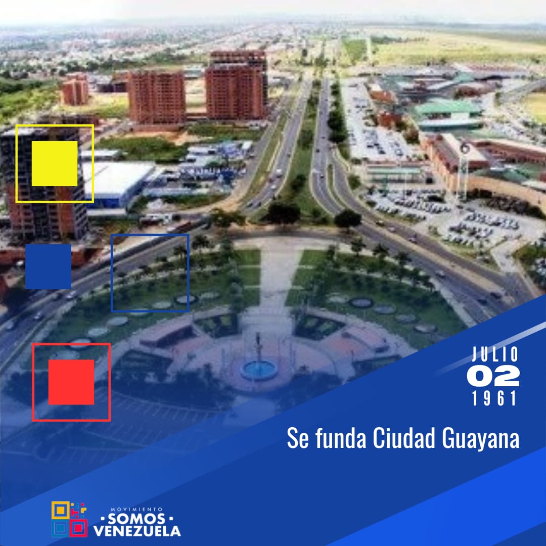 SomosVen_mgta's tweet photo. Hoy se cumplen 62 años de la fundación de Ciudad Guayana, ubicada en el estado Bolívar. Tierra hermosa, mágica, referencia mundial por sus potenciales riquezas.
#AmarEsPoesía #ComunaONada @MSomosVen https://t.co/EFQ2McYYks