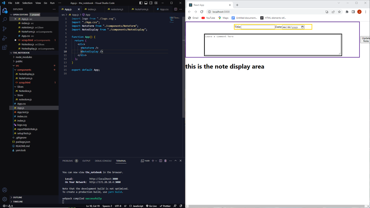 J_2kari's tweet photo. Day 9 of 100days of code. Progress on my note-taking app. #100DaysOfCode #codetrain #Gen24 https://t.co/I5wNOjTjvD