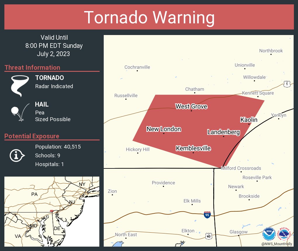 NWS Tornado on Twitter "Tornado Warning continues for West Grove PA