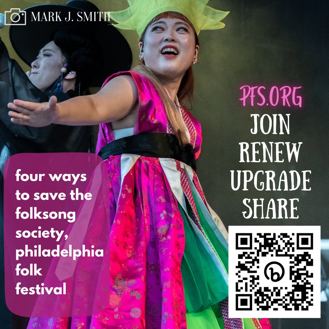 Join, Renew, Upgrade, Share a membership in the @folksongsociety are 4 easy ways to save the Philadelphia Folk Festival! 🔗 pfs.org/join-pfs-today/ or scan the QR code to learn more. #photo Mark J. Smith, 2022 of #ADG7 #fortheloveoffest #savepff