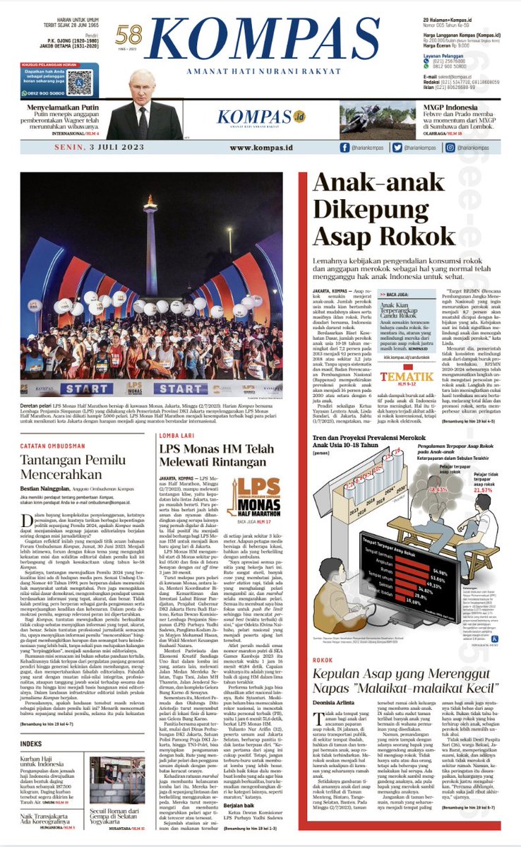 hariankompas's tweet photo. Selamat pagi Sahabat Kompas. Hari ini kami terbit 4 halaman lebih tebal dari biasanya. Kami suguhkan #LiputanTematik "Anak-anak Dikepung Asap Rokok”. Simak ulasan selengkapnya di harian Kompas (https://t.co/Z6bhYbEJRg).

#AdadiKompas #Kompas58 https://t.co/W9XbhH4av5