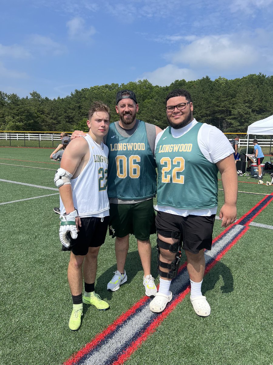 Coach_Kluber's tweet photo. Real cool experience playing in the Longwood Lacrosse alumni game w/2 of my former players-longsnapper Nick Miltenberger‘23 (will play Lax at Elms College)&amp;former guard Anthony Herrera (Center at Alfred Univ.).

Had a blast seeing some old friends-can’t wait for next year! https://t.co/e56t2RgWp9