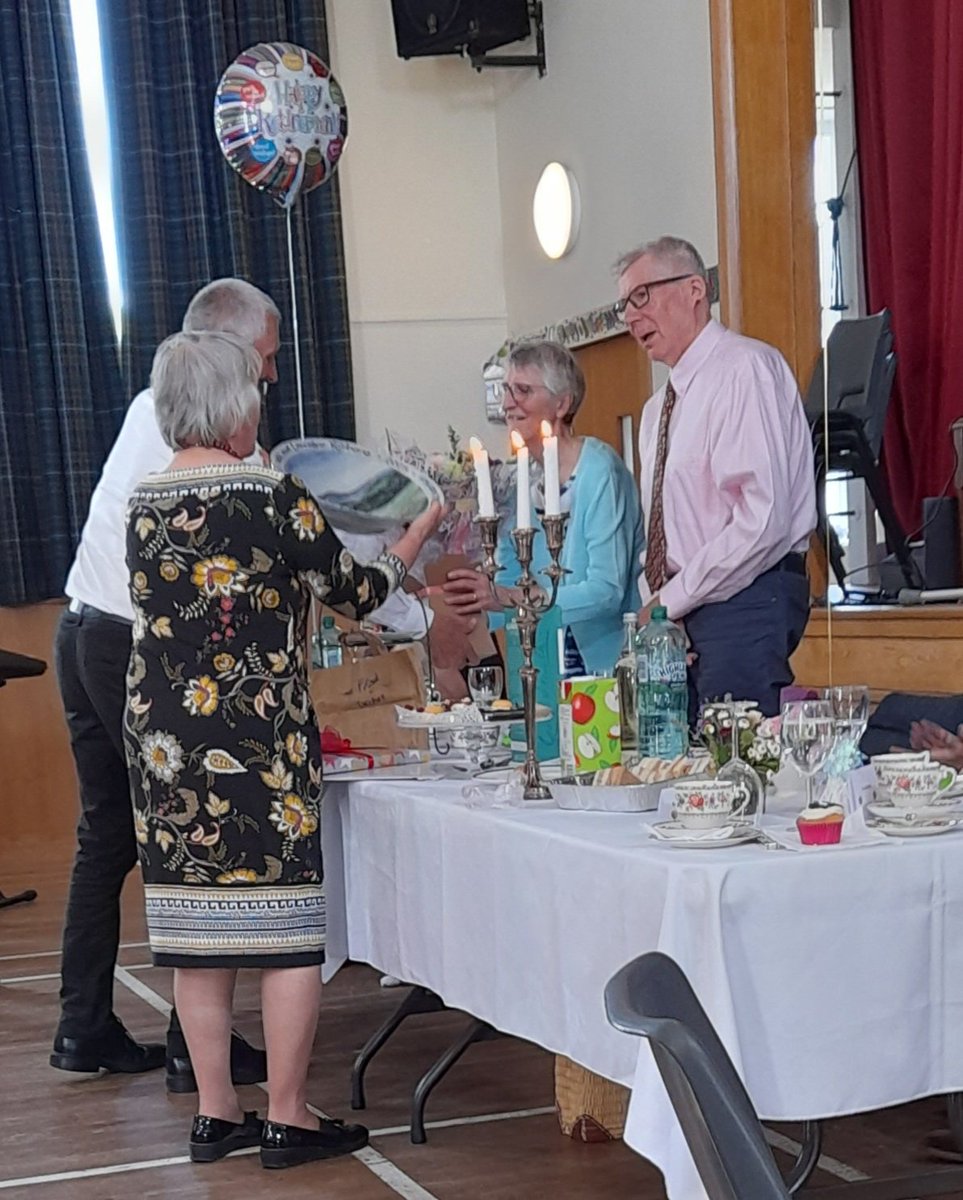 stoddart62's tweet photo. Lovely retiral afternoon tea for Rev Frank Ribbons from Aboybe and Tarland. A lot of work went into preparing but we gave everyone the "wow" factor! The hall looked amazing and my granny's teaset got another airing . The sheep cupcakes were well received! https://t.co/RWL8Lr8gLO