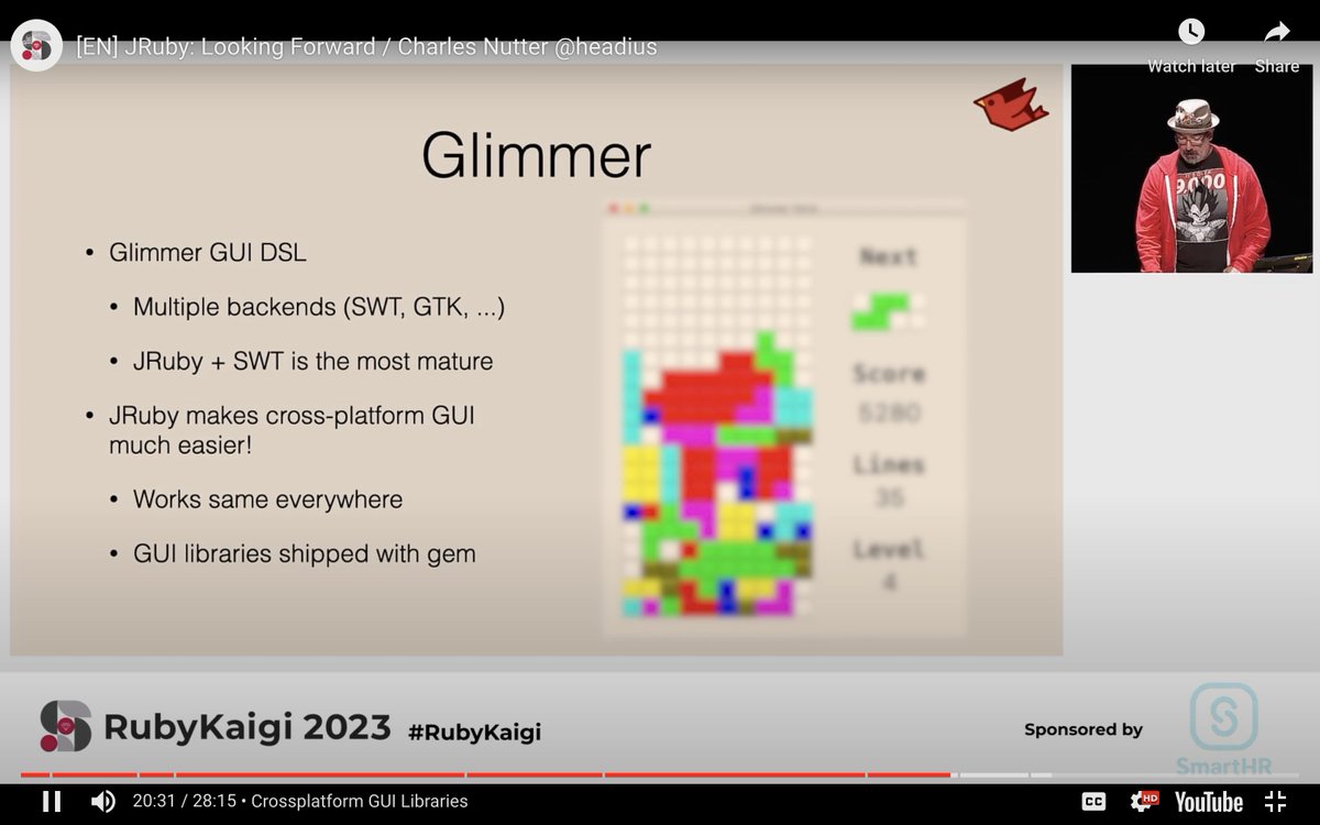 AndyObtiva's tweet image. It&apos;s awesome that Glimmer (Ruby Desktop GUI Library) got mentioned in #RubyKaigi2023 , thanks to @headius &apos;s presentation &quot;JRuby: Looking Forward&quot;
rubykaigi.org/2023/presentat…
#ruby #rubykaigi #glimmer #desktop #gui #programming #opensource #softwareengineering #desktopdevelopment