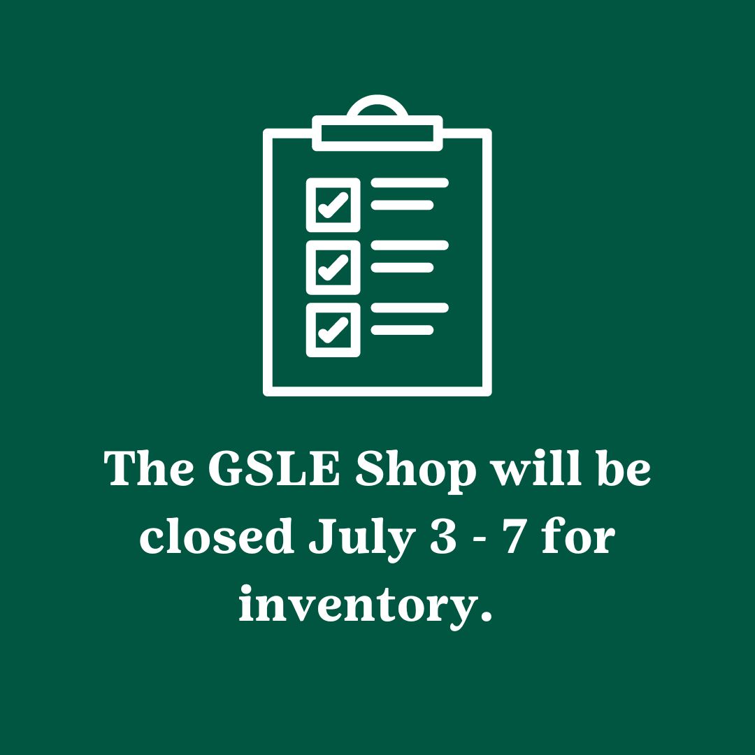 GSLEcouncil's tweet photo. The GSLE Shop is closed this week for inventory and will reopen on Monday, July 10. 

Any orders received this week will be filled when the shop reopens. https://t.co/vx8t7px94Q