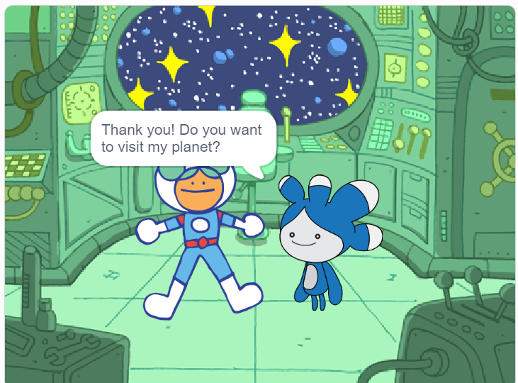 AlainaKhan75's tweet photo. We are wrapping up our summer classes this week. I created a lesson plan where students program stories with Scratch using dialogue. Students will extend their learning by writing the story in their journal focusing on dialogue. #FRIT7234Summer23 https://t.co/zDMB5MicEJ