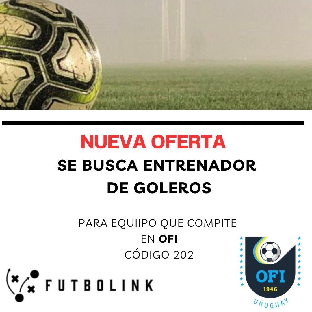 ⚠️Nueva Oferta⚠️

🧤⚽️ Entrenador de Goleros
🏆 OFI

👨🏻‍💻👩🏻‍💻 Link:

futbolink.com.uy/jobs/entrenado…