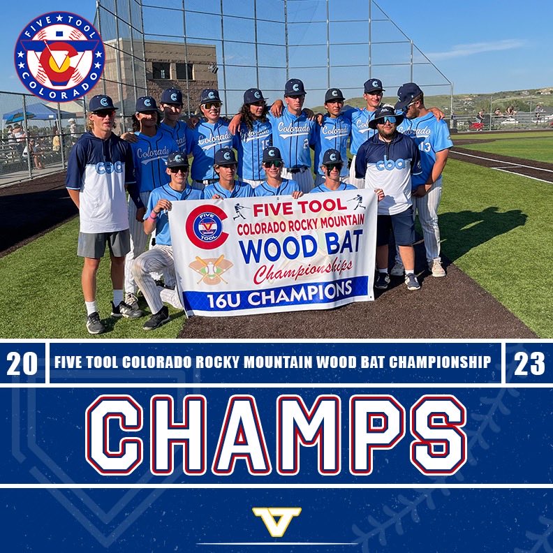 FiveToolCO's tweet photo. 🏆CHAMPIONS🏆

Congrats to @cbabaseballco 16U Aderholt on winning the 16U Division of the @FiveTool Colorado Rocky Mountain Wood Bat Championships!

#WatchEm https://t.co/eYSZw7vbPO