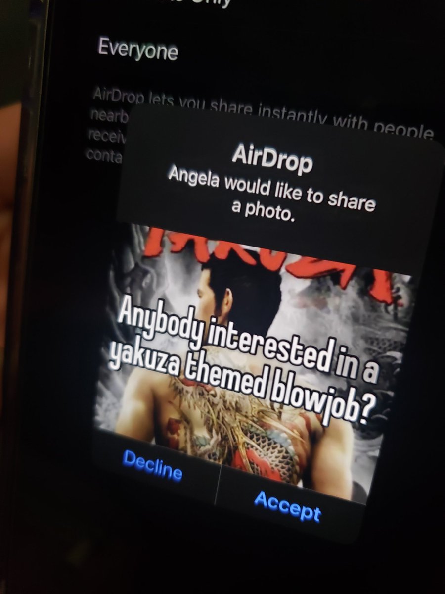 TheYakuzaGuy's tweet photo. Someone keeps trying to airdrop this to everyone at the Yakuza panel https://t.co/70F8Pu5kXz
