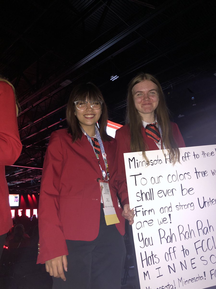 KMFCCLA's tweet photo. Our members are anxiously waiting for the opening session to begin!  @MNFCCLA state officers leading the MN delegation!  Special S/O to @KMKometsHS state officers, Amberlyn &amp; Kaylene! https://t.co/MVCxVr0sij